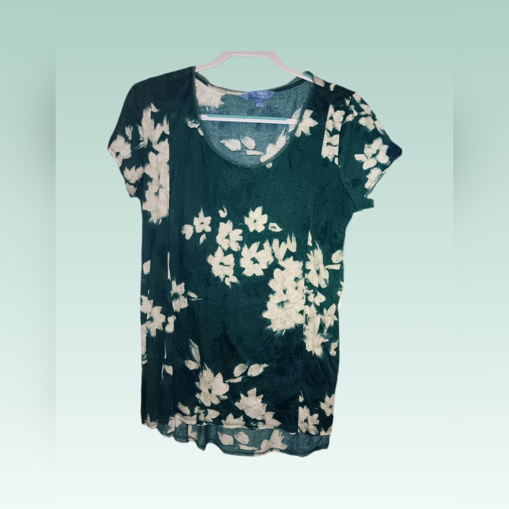 💎Vera Wang size L, Green Floral blouse